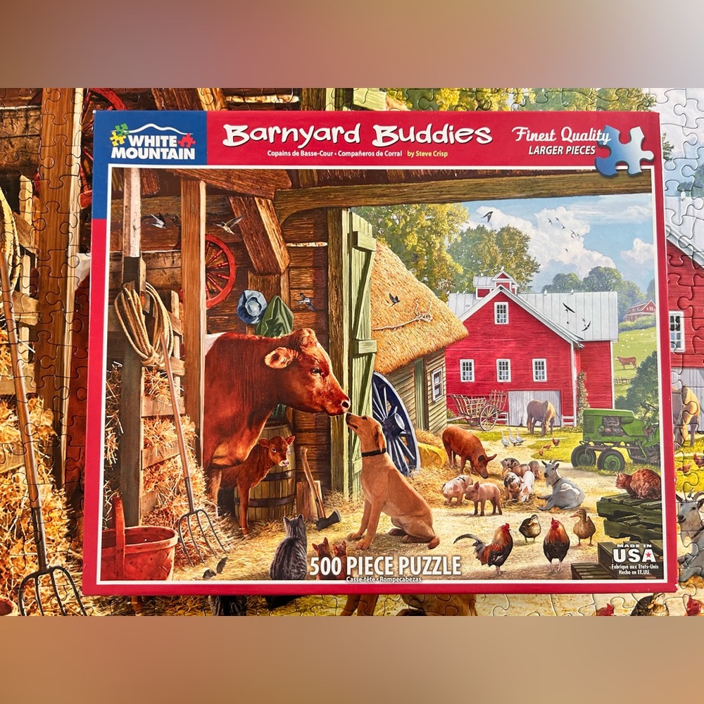 White Mountain Barnyard Buddies Steve Crisp Jigsaw Puzzle 500 pc Complete